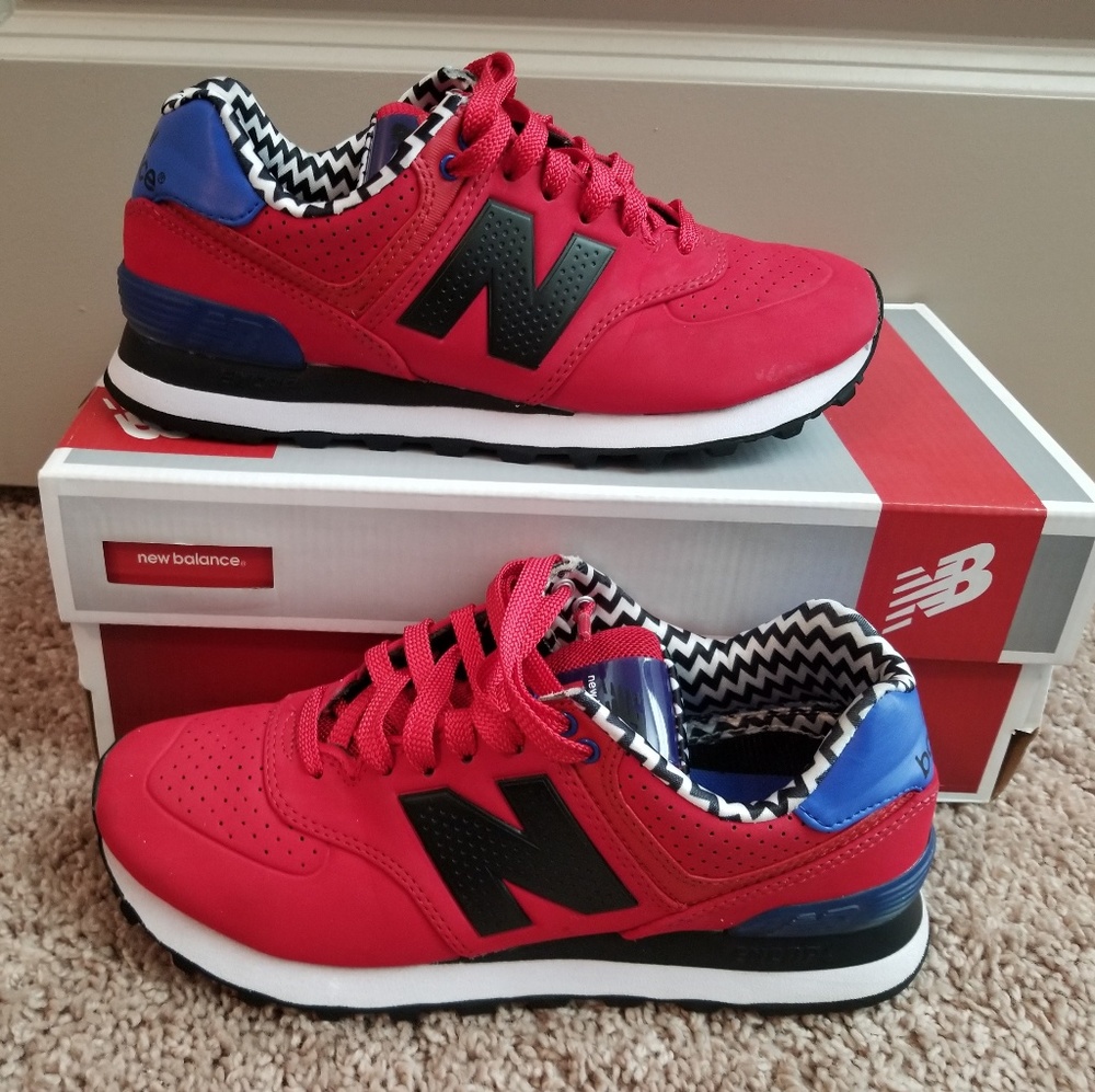 Red & Blue New Balance 574’s.